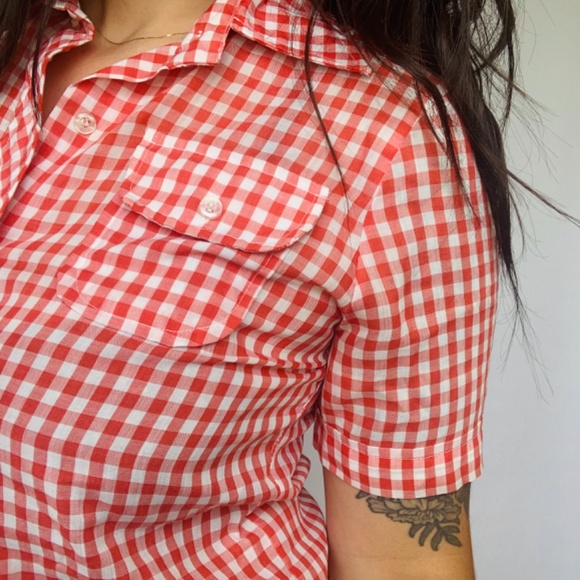 Vintage Sears Red Plaid Rockabilly Button Down - Picture 6 of 7